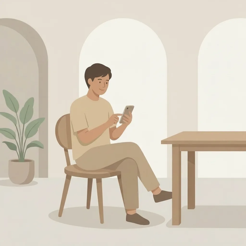 Gérant de bistrot consultant son téléphone dans son établissement