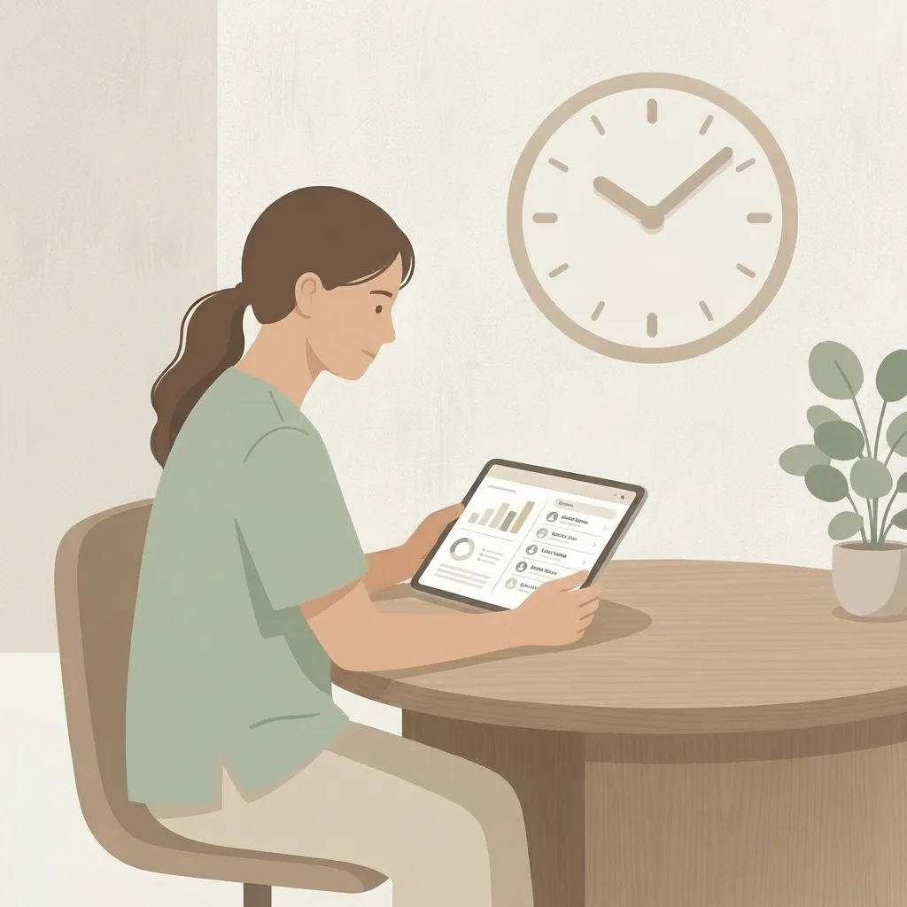 Praticienne de santé consultant ses avis patients sur tablette